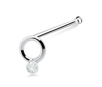 Stone Ring Shaped Silver Bone Nose Stud NSKD-43